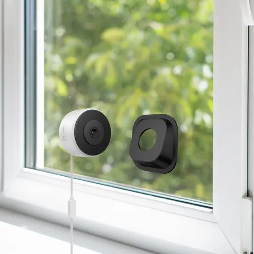 Luna Window Cam – 2K Dual-Band WiFi Indoor Window Security Camera, Glass-Mount No-Drill Install, Clear Outdoor View Through Window, Color Night Vision, AI Motion Detection, Angle Mount Included, Easy Setup with Magnetic for Home & Apartment, Local