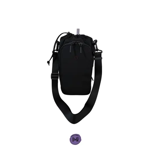 The Iris Sip Bag (#2027) Insulated Tumbler Cup Holder with Adjustable Straps By Iris & Rainbow Bottle Customized Black Drinkware