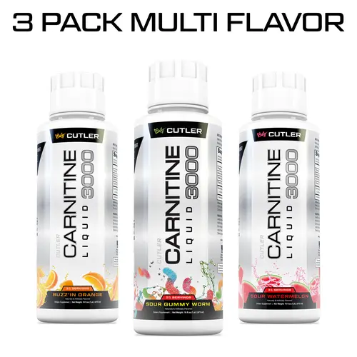 Cutler Nutrition 3 Pack Multi Flavor Carnitine Liquid 3000 Energy Sport Beverage Drink Variety Pack US Edition