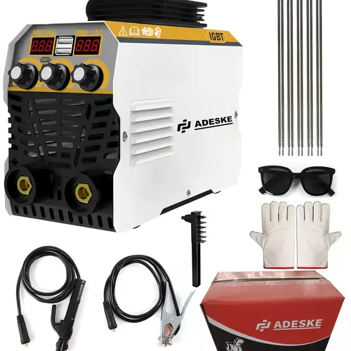 ADESKE Mini 155A Handheld Welding Machine - Portable Welder, 110V/220V Dual Voltage, Digital Display, Complete Kit with Rods for Metal DIY, Home Repair (Arc Welding Equipment, Stick Welder),toolupgrade