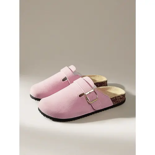 Women's Thick Soled Flat Heel Slippers - Square Buckle Design, Casual Home Footwear, Shoes for Women, Matches Well with Female Shoes, Thick Soled Slippers, Home Wear,sohochic