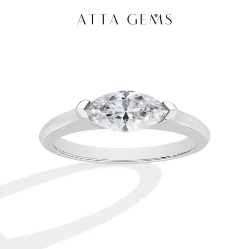 Marquise Cut 1.0CT Lab-Created Moissanite Ring for Women Men Unisex 925 Sterling Silver Engagement Wedding Daily Wear Rings Fine Jewelry Unique Versatile Elegant Gift R135, Engagement Rings