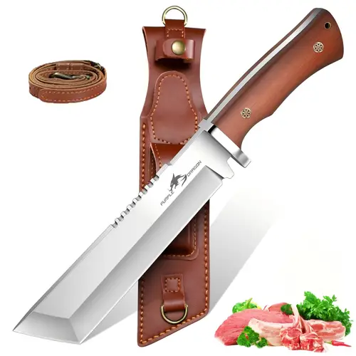 【Summer Sale】Purple Dragon Kitchen Meat Cleaver & Boning  Knife - Full Tang  Kitchen Knife  for Butchering & Bone Chopping,Chef's Tool,Christmas Gift