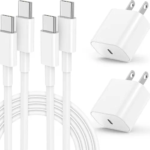 4 Pcs 20W Super Fast Type C Chargers with 6FT Cables for iPhone 16/15, iPad Pro 12.9/11, Air, Mini, USB Mobile Smartphones