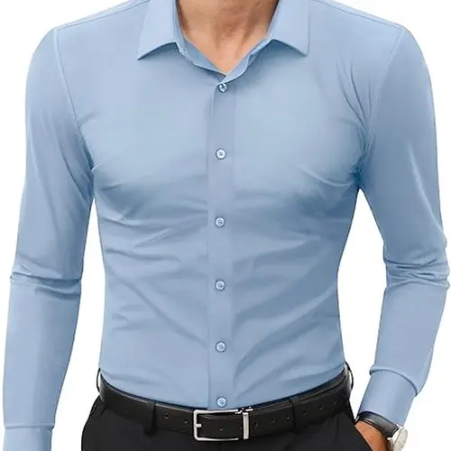 Royaura  Stretch Mens Dress Shirts Long Sleeve Slim Fit Dress Shirts for Men Muscle Fit Wrinkle Free Button Down Shirt Breathable Slim-Fit,sohochic