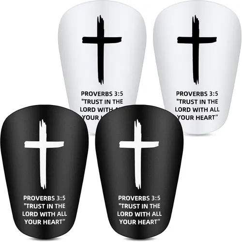 Unisex Adults Kids Soccer Shin Guards (2-Pair, 3.15x1.97in) - Lightweight PBT, Cross Print, Bible Proverbs, Antislip Straps, Protects Shins from Contact, Ball Sports Accessories,sohochic