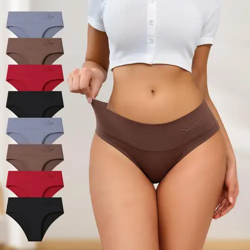 HOTCOM Women's High-Cut Knicker Underwear Set – 8/4-Pack SoHoChic High-Waist Seamless Briefs, Breathable Cotton Panties for Everyday Comfort, Three-Sided Elasticity – Womenswear