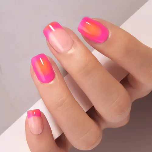 CurvLife Radiant Sunset Glow Press-on Nails | 30Pcs | Vibrant nail art design | Summervibes | No UV Needed, Easy to Apply, Comfortable Fit, Long-Lasting | Perfect for Daily Wear, Office Looks, Romantic Dates & Minimalist Nail Art