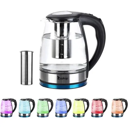 Ktaxon Electric Kettle with Glas,Electric Glass Kettle and Tea Maker with Temperature Controls 110V 1200W 1.8L Glass Electric Kettle with Filter, Stainless Steel Lid & Bottom,sohochic