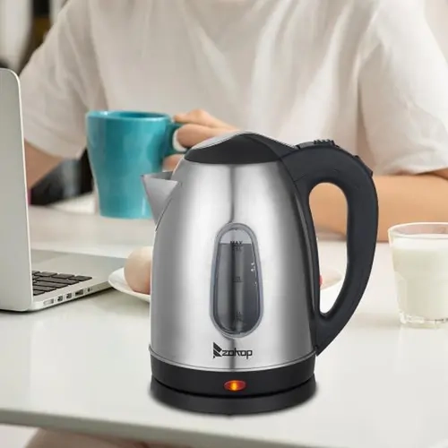 1.5L US Standard Stainless Steel Electric Kettle - Water Window, 360° Rotation Base, Red Indicator Light, Auto Shut-Off, Boil-Dry & Overheat Protection, Ergonomic Handle, Easy-Open Lid, For Kitchen Countertop, Oatmeal, Hot Cereal,sohochic