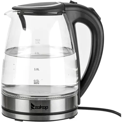 Zokop Glass Electric Kettle - 1.8L Cordless Kitchen & Household Appliances with LED Light, Auto Shut-Off, Boil-Dry Protection, 1500W Hot Water Boiler (Style 2), Kitchen Appliances,sohochic
