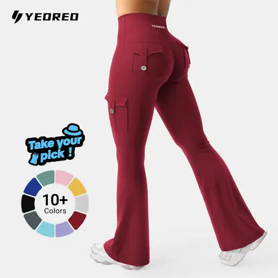 YEOREO CoreFlex High Waist Sports Leggings - Tummy Control, Scrunch Butt-Lift, Flare Leg, Seamless, Pockets - Fitness Training Pants, Athleisure Yoga Pants, Sporty Bottoms for Gym,summerwins