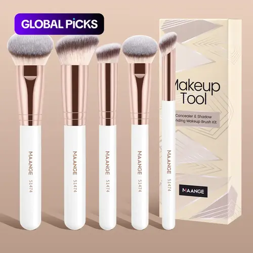 MAANGE 5pcs Professional Makeup Brushes Set, Makeup Brush Sets, Powder Brush Blush Brush Contour Brush Concealer Brush Nose Contour Brush Highlight Brush, Essential Cosmetic Accessory for Beauty Routine, Gift for Women & Girls