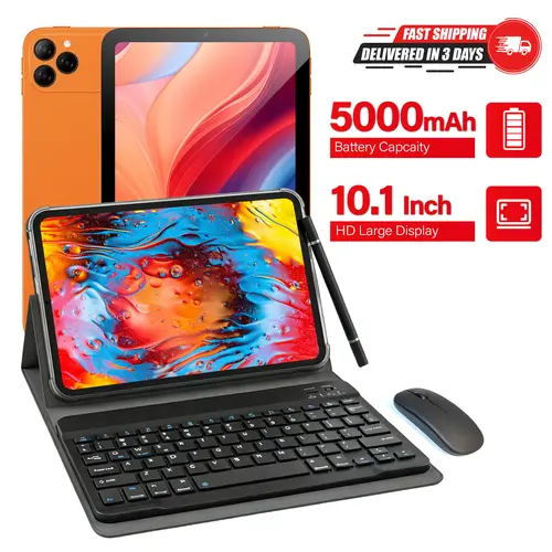 HDM 10.1 in Android Tablet Device, Complete Bundle w/ Keyboard, Mouse, WiFi, Stylus w/ Stylus Drawing Flow, Case - Ideal for Adults, Games & Home Use