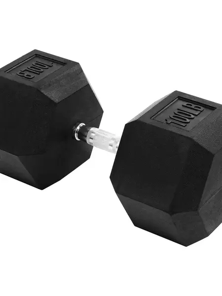 Signature Fitness Hex Single Dumbbell Weight Training Workout Equipment, 100 lb