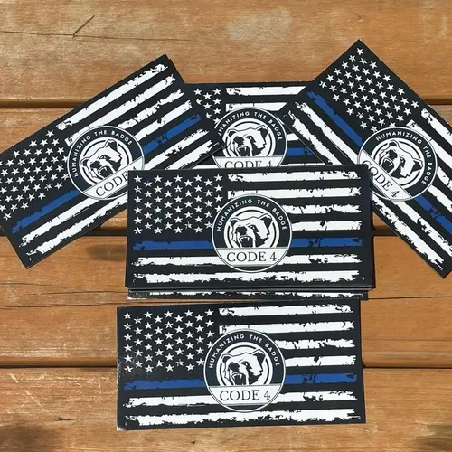 "Thin Blue Line Decal: Code 4—A Badge Upheld by Every Heartbeat"