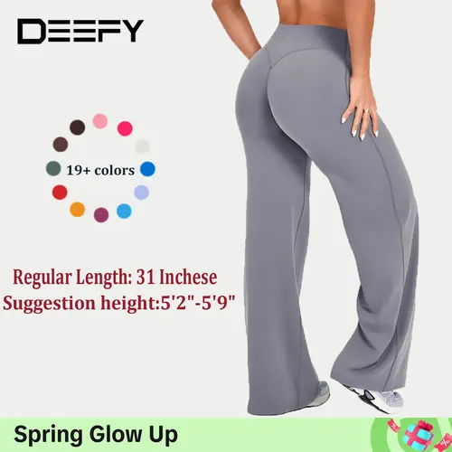 DEEFY SoftMotion Straight Leg Wide Leg Pants Bottoms 30.5" & 31.5" Inseam Fitness Gymwear Women Workout Breathable Light Thin Sportswear Gym Outdoor Sports Yoga Pants Wide Sweatpants Sav Wide Leg Pants #BackToSchool