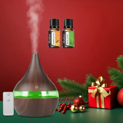 300ml USB-Powered Desktop Room Humidifier & Essential Oil Diffuser, Wood Grain Design Ultrasound Cool Mist, Humidifier Room Appliances with USB Port, 2 Aroma Oils for Home, Office Sleep Aid, Essential Oil Compatible,back to school,back to school haul,soho