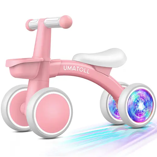 Umatoll Colorful Lighting Baby Balance Bike Toys for 1 Year Old Girls Gifts, Adjustable Seat Baby Walker, One Year Old Boy Birthday Gifts, 12-24 Months Toddler First Ride on Toys with Removable Basket，#tiktokshopbacktoschool #glowup