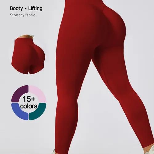 Women's Seamless High-Waisted Sporty Leggings, Tight-Fitting Knit Fabric, Butt-Lifting Yoga Pants for All Seasons