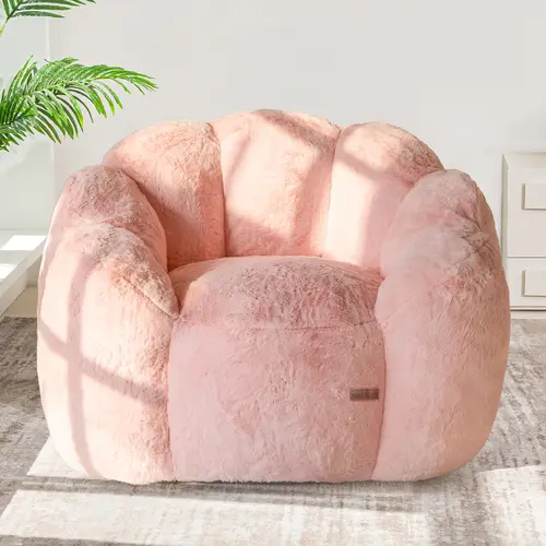 MAXYOYO Floral Bean Bag Chair - Ultra Soft Faux Fur Floral Shaped Bean Bag Sofa with Petal Back, Reading Chair Stuffed Lazy Sofa for Living Room Bedroom Bean Bag Couch Beanbag Lazy Sofa, Summer  Sale