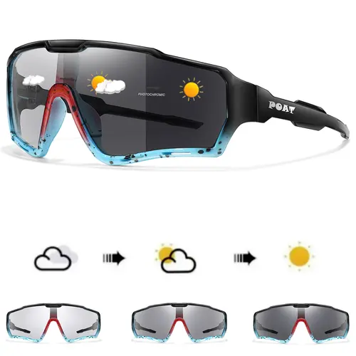 Photochromic Sports Sunglasses, Windproof Goggles, Sports Eyewear, Suitable for Outdoor Activities, Sports Cycling Sunglasses, Cycling Shades, Biking Sunglasses, Road Cycling Gear