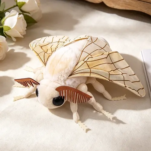 25cm/9.84in Silk Moth Plush Toy - Lifelike Silk Moth Soft Adorable Stuffed Animal Gifts 11in, Realistic Soft Cuddly Huggable Big Wings Moth Toys, Simulation Butterfly Plushie Model Toy, Unique Plush Collection for Kids
