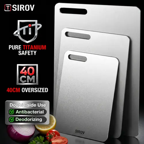 Pure Titanium Cutting Board Set of 3 – Non Toxic Kitchen Chopping Boards, Hygienic & Durable, Dishwasher Safe for Meat, Vegetables & Fruit, Summerwins