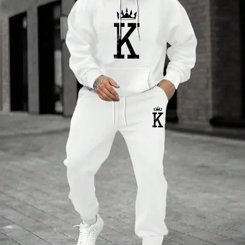 Men's Fleece Jogger Set, Sweatsuits Set, Hooded Sweatshirt & Drawstring Pants, Casual Long Sleeve Top, Fall Winter Fashion, Comfortable Daily Wear
