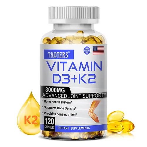 Vitamin D3 + K2 Health Supplement,Support Bone Health,120 Capsules