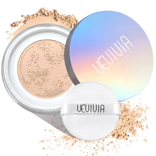 Vevivia Beauty Translucent Setting Beauty Powder Cosmetic - Creaseless, Long-Lasting Loose Formula with Blurring Natural Finish, Shine Control, 24-Hr Wear, Universal for All Skin Types, Includes Face Powder Container