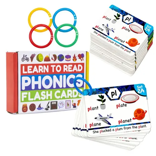Reusable Phonics Flash Cards - Screen-Free Kids Early Learning Toys for Tots, Letter Sounds, Digraphs, CVC Blends, Long Vowel Sounds, Color-Coded Levels to Build Reading Skills & Learning Fun