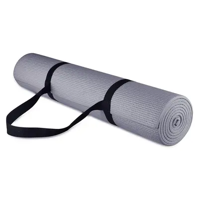 Fitvids 1/4” High Density Thick Non Slip Workout Yoga Mat and Carry Strap, Grey