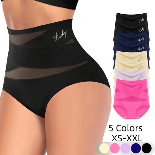 Women's High-Waisted Lace Briefs Multi-Pack - Seamless, Silky, Breathable, Buttery Soft, Ultra-Thin Smoothing Underwear for Everyday Use, XL Size, Light Airy Herringbone Design