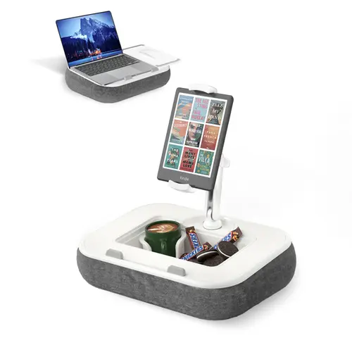 Viozon Multifunctional Pillow Tablet Stands & Bases - Adjustable Height Stand with Snack Bowl, Tablet Mount for 4.7-13" iPad, Smartphone, Kindle Accessories, up to 15" Laptop, Hands-Free Lap Desk for Bed, Couch, Tablet Mount Stand