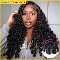 Burmese Curly 3 In 1 Half Wigs With Drawstring High Quality 250% Density Curly Hair Guleless Human Hair Wigs Easy Install Curly Half Wig For Beginners Protective Style #SohoChic