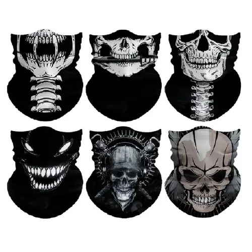 Yeomoo 6pcs Skull Face Mask, Breathable Neck Gaiter for Outdoor Sports and Work, UPF 50+ Shield Summer Scarf, Elastic Balaclava Headbands Headwear, Windproof Bandana for Men for Motorcycle Cycling Riding Skiing Party