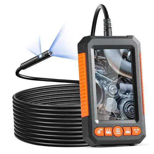 VEVOR Dual Lens Industrial Endoscope with Light, 4.3" 1080P Screen Inspection Tool, 8+1 Lights, 4X Zoom, IP67 Waterproof Snake Design, 16.4FT Cable, 32GB MicroSD Card, 2000mAh, Car Accessories, Work Tools, Gadgets