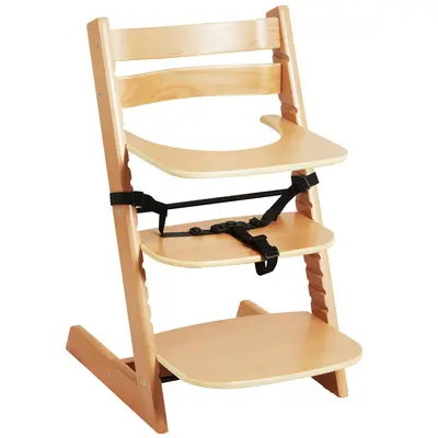 VEVOR Wooden High Chair for Babies & Toddlers,  Convertible Adjustable Feeding Chair, Eat & Grow High Chair with Tray, Grow with Kid Portable Baby Dining Booster Seat, Beech Wood Toddler Chair, Natural