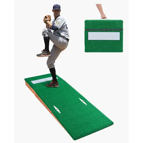 【toolupgrade】VEVOR Pitching Mound, Portable Baseball Pitcher's Mound, 85 in Indoor Outdoor Pitching Practice and Training Equipment, Softball Pitching Aids with Antifade Turf, Pitching Rubber, Adjustable Base, Modular Base