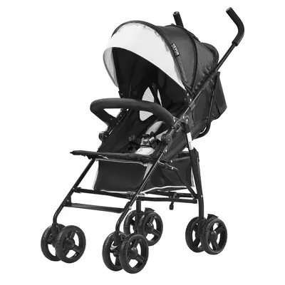 【fathersdaygift】VEVOR Lightweight Stroller, Compact Easy Fold MultiPosition Recline Canopy Backrest, Carbon Steel Frame, Large Storage Basket, Umbrella Toddler Baby Stroller for Travel and More, Black/White, Adjustable Stroller, Folding Travel Stroller
