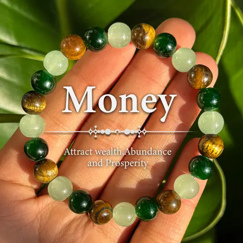 Adjustable Natural Stone Money Bangle - Green Aventurine, Tiger Eye Beaded Accessory for Attracting Wealth, Abundance, Prosperity - Lucky Bracelets, Natural Stone Bracelets & Bangles,sohochic