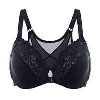 DELIMIRA Women's Front Closure Bras Posture Full Coverage Plus Size Lace Underwire Unlined Bra