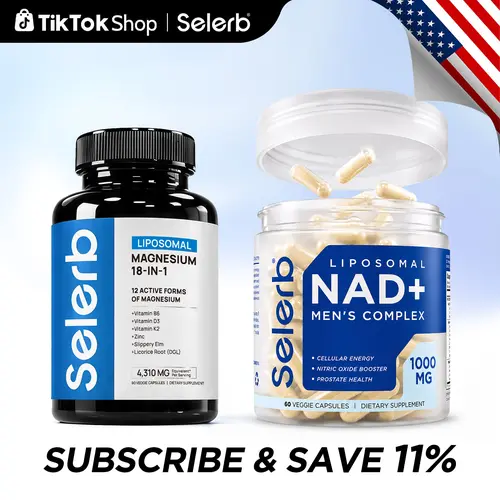 Selerb Men’s Daily Pack – Liposomal NAD+, CoQ10, Ashwagandha & Multi-Magnesium with B6, D3, Zinc – Energy, Circulation, Sleep & Muscle Support Fitness Dietary  Edible sleep aid