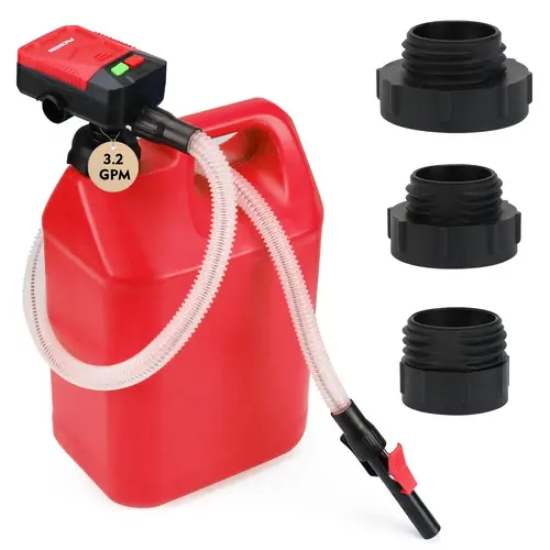 SEDY Automatic Fuel Transfer Pump - Polyethylene Gas Can Pump, 3.2GPM Rate, Auto-Stop Sensor, Portable, 3-Gas Can Adapters, 4.6cm/1.8in Size, 4 AA Batteries, Durable Hose for Tough Jobs, Great for Boats & Tractors, Tools & Hardware Accessory,toolupgrade