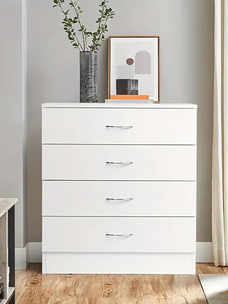 Karl home 4 Drawer Dresser for Bedroom, Small Chests of Drawers Modern Nightstand, White Dresser Chest with 4 Storage Drawers, Dressers for Nursery, Hallway, Living Room, Closet,dorm essentials,sohochic