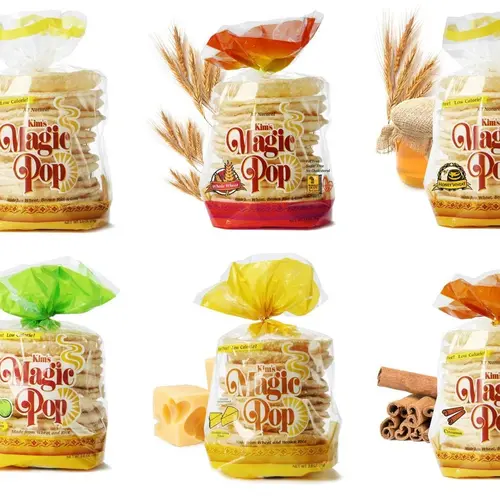 Kim’s Magic Pop Combo A – 12 Bags (15 Cakes Each) | Crispy Popped Multigrain Snack | 20 Calories Each | Vegan | Bread & Cracker Alternative Crunchy Crackerbread Baked