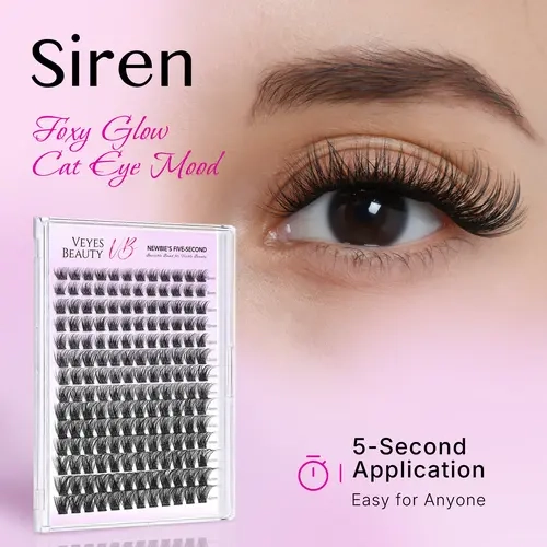 sohochic VEYESBEAUTY VB-Siren Cluster Lashes Individual Lash Extensions Layered Wispy Faux Mink Lash Newbie's Five-Second DIY Mixed Length for Self Application Makeup at Home Cosmetic Eyelashes Extensions