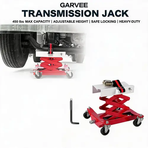 【Garvee】450lb Steel Adjustable Height Transmission Jack, Heavy Duty Hydraulic Lift with 7-23in Lifting Range, Stable Base & Secure Locking Mechanism, Auto Repair Tools for Transmission Removal,toolupgrade