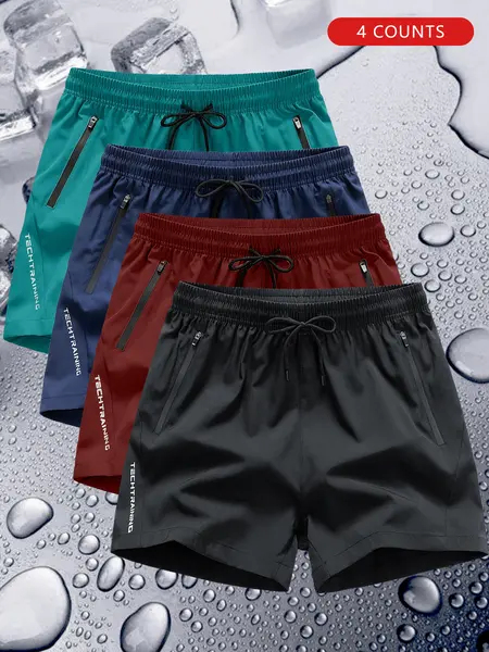 Men's Quick-Dry shorts  Pockets  Ice Cool Instant Cooling Fabric, Elastic Waistband, Drawstring, Perfect for Beach & Outdoor Activities  Active Swimwear | Quickdry Trunks